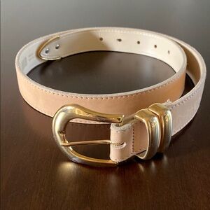 A. Brod Light Tan Leather Belt with Gold Buckle